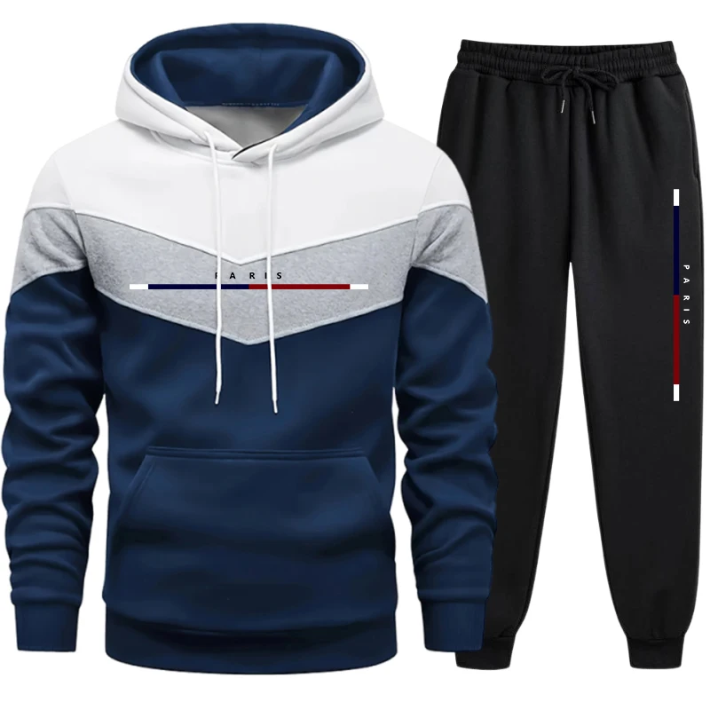 Winter Clothing Outdoor - ชุดวอร์มผู้ชายขายดี เสื้อฮู้ดดี้ลำลองแบบสามสีผสมผสาน สำหรับกีฬากลางแจ้ง วิ่งจ๊อกกิ้ง เสื้อผ้าฤดูใบไม้ร่วง ฤดูหนาว