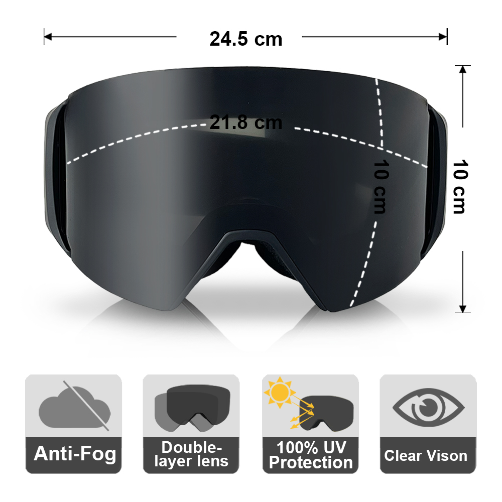 Snow Goggle Uv - แว่นตาสกีมืออาชีพสำหรับผู้ชายและผู้หญิง ป้องกันฝ้า ทรงกระบอก แว่นตาเล่นสกีกันหิมะ ป้องกันรังสียูวี สำหรับฤดูหนาว