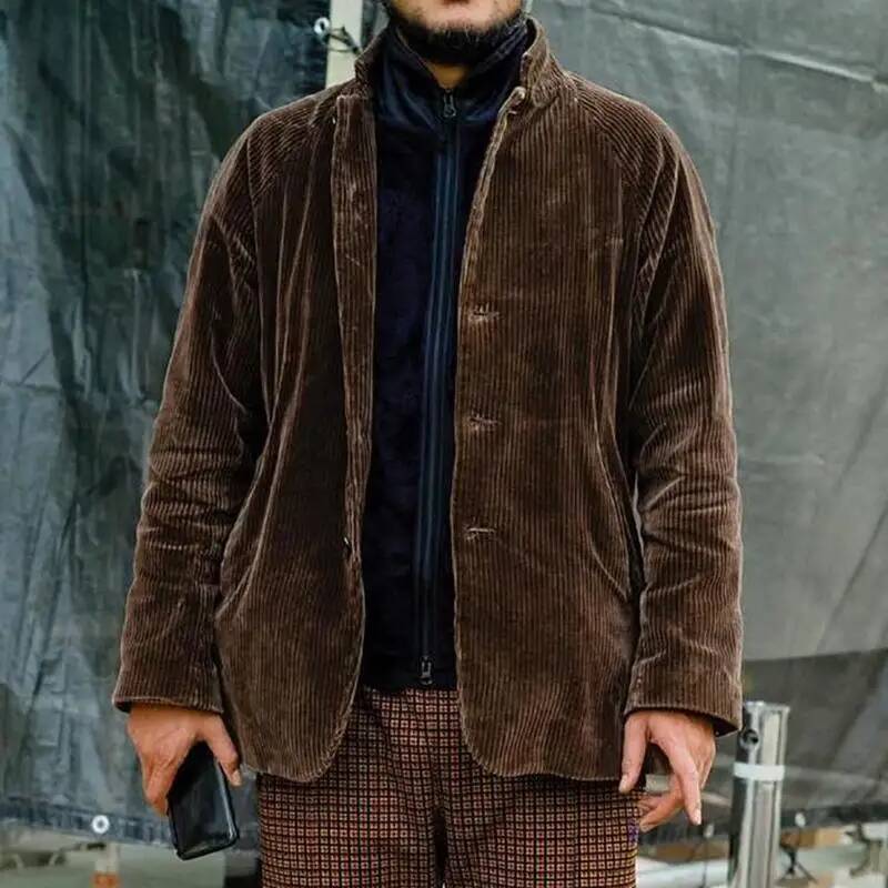 Winter Clothing Taiwan - เสื้อแจ็คเก็ตคอร์ดดูรอยผู้ชาย ฤดูใบไม้ร่วง-ฤดูหนาว 2026 สไตล์วินเทจลำลอง คอตั้ง ทรงสูท