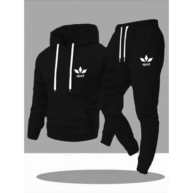 Winter Clothing Outdoor - ชุดกีฬาลำลองสำหรับผู้ชายปี 2026 เสื้อฮู้ดและกางเกงขายาว ชุดวิ่งออกกำลังกายกลางแจ้ง ชุดเดินเล่นสบายๆ ชุดกีฬา
