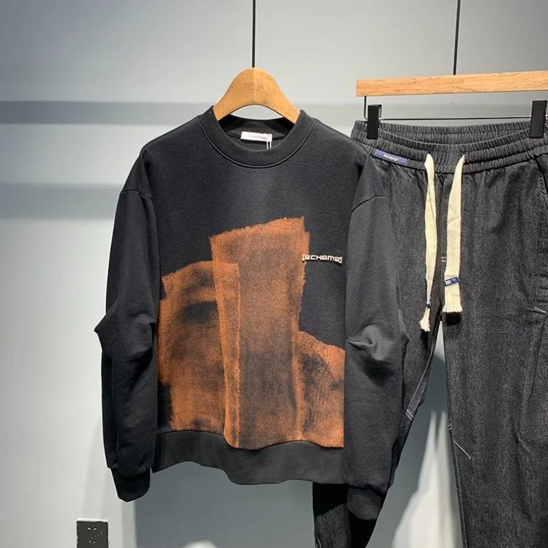 Winter Clothing Aesthetic - เสื้อผ้าผู้ชายสีดำแบบสวมหัวมีฮู้ดเสื้อสเวตเตอร์พิมพ์ลายเสื้อสำหรับผู้ชายคอกลมกราฟิกนักออกแบบเรียบง่ายดีไซน์แบบอีโม