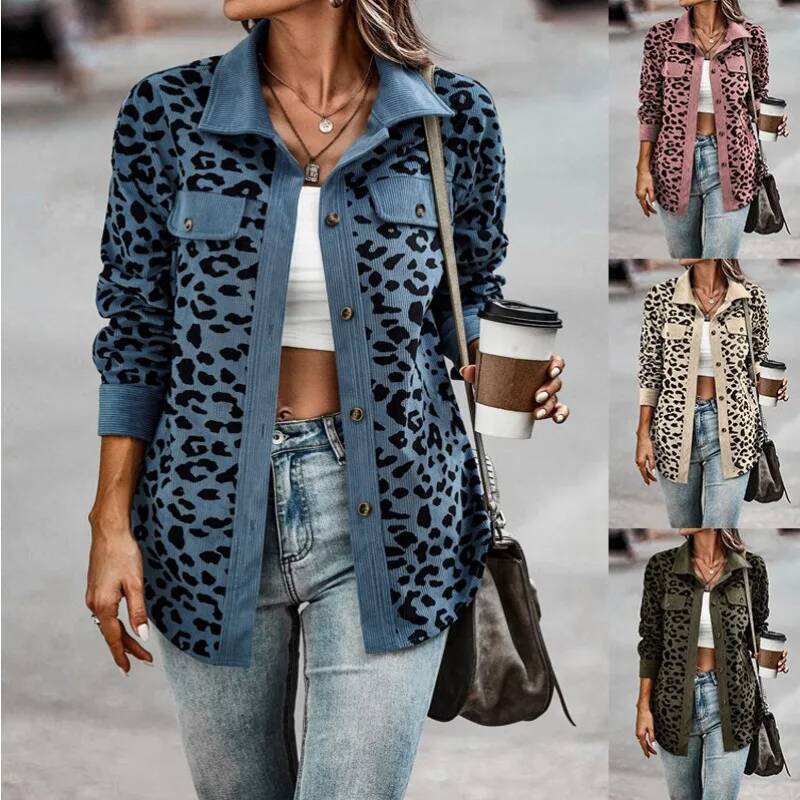 Winter Clothing Taiwan - เสื้อแจ็คเก็ตแขนยาวลายเสือดาวติดกระดุม สไตล์ลำลองสำหรับผู้หญิง แฟชั่นฤดูใบไม้ร่วงและฤดูหนาว ปี 2026
