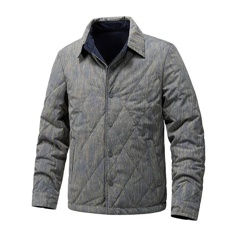 Winter Clothing Taiwan - เสื้อแจ็คเก็ตผู้ชายไซส์ใหญ่สไตล์เรโทร ย้อมสีแบบไท-ได สองด้าน ลำลอง ปกเสื้อแบบปกเชิ้ต อุ่นสบาย