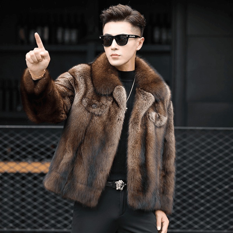 Winter Clothing Brand - เสื้อโค้ทขนสัตว์มิงค์แบรนด์หรูสำหรับผู้ชาย เสื้อคลุมขนสุนัขจิ้งจอกหนาสำหรับฤดูหนาว เสื้อแจ็คเก็ตแฟชั่นสั้น สวมใส่สบาย ปกคอปก