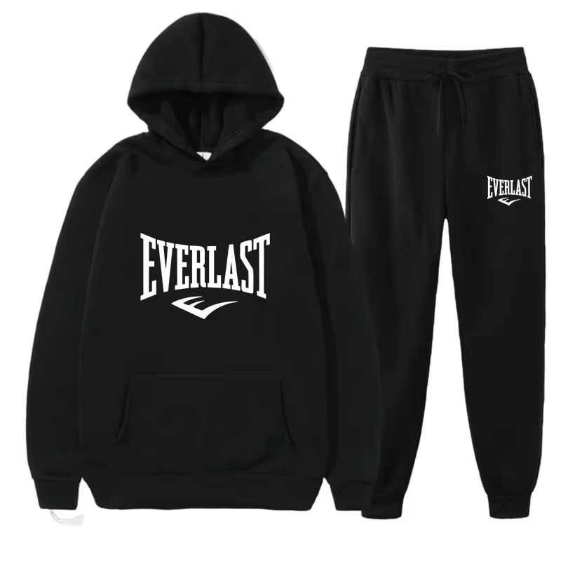 Winter Clothing Outdoor - ชุดกีฬาผู้ชาย EVERLAST ชุดออกกำลังกาย ชุดวิ่ง ชุดกีฬาพร้อมสายรัด ชุดฮู้ดดี้ฤดูใบไม้ร่วง_ฤดูหนาว