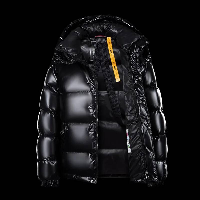 Winter Clothing Brand - แจ็คเก็ตหน้าหนาวแบบใหม่ เงางาม แบรนด์แฟชั่นสำหรับผู้ชาย ทรงสั้น มีฮู้ด หนาและอุ่น