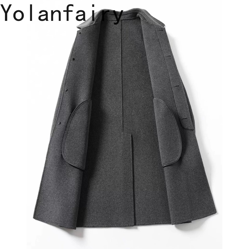 Quality Winter Clothing Jacket - YOLANFAIRY เสื้อโค้ทขนสัตว์ 95% สำหรับผู้ชาย ฤดูใบไม้ร่วงและฤดูหนาว คอปกพับ